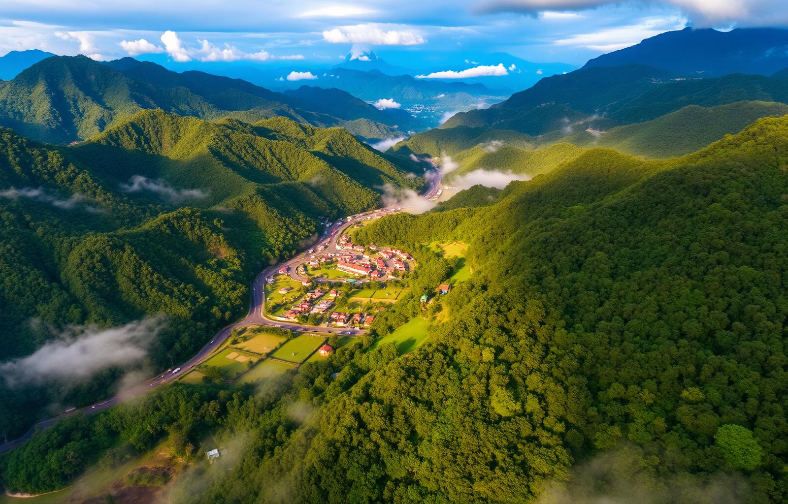 Vista aérea de Boquete entre montañas
